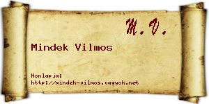 Mindek Vilmos névjegykártya